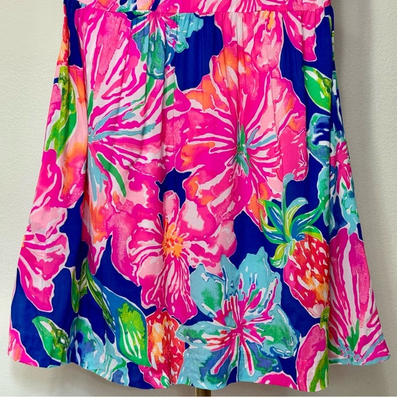 Lilly Pulitzer Kinley Pink Blue Halter Sleeveless Eyelet Fit & Flare Sundress - Picture 5 of 14